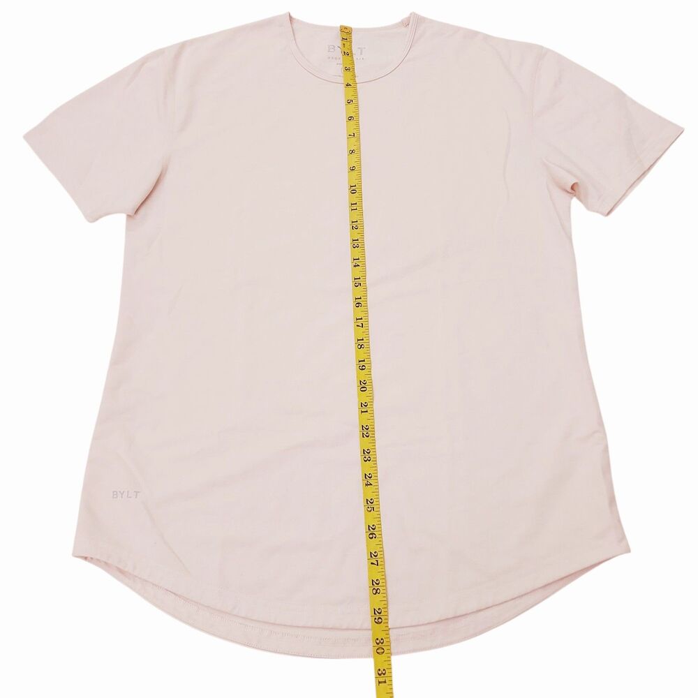 BYLT Basics Drop Cut T-Shirt Mens Large Beige Short Sleeve Curvy Hem Athleisure - Picture 9 of 10